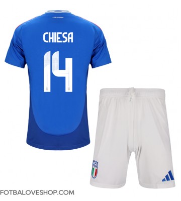 Itálie Federico Chiesa #14 Dětské Domácí Dres ME 2024 Krátký Rukáv (+ trenýrky)